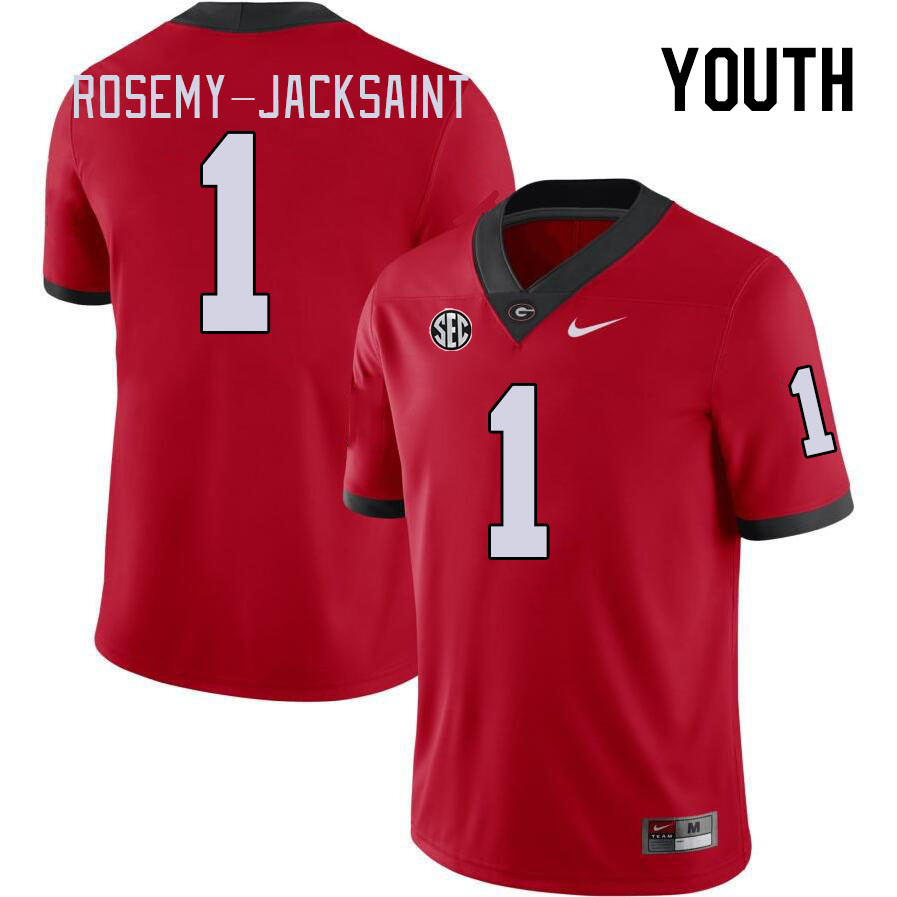 Youth #1 Marcus Rosemy-Jacksaint Georgia Bulldogs College Football Jerseys Stitched-Red - Click Image to Close